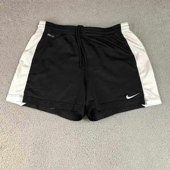 Nike Shorts Womens Medium Black Dri Fit Logo Swoosh Pull On Running Athletic - Picture 1 of 11